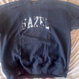 fur design letters black oversized hazel hoodie